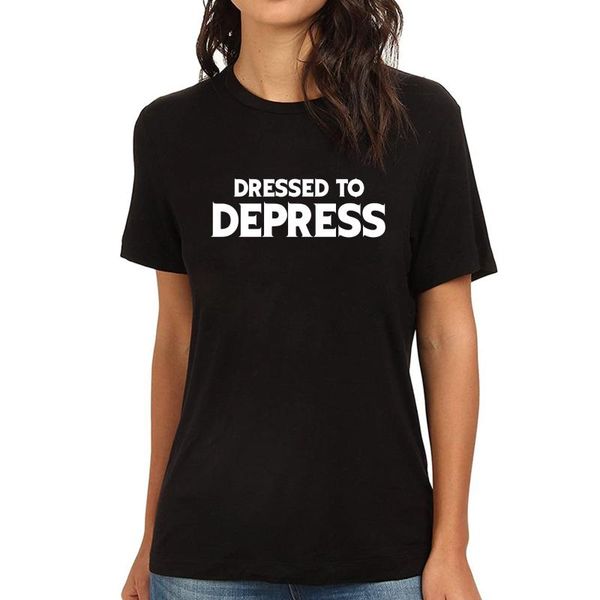 

women's t-shirt lyprerazy dressed to depress funny printed, White