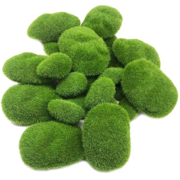 

garden decorations 25 pieces 2 size artificial moss rocks decorative, green balls for floral arrangements, fairy gardens and crafting