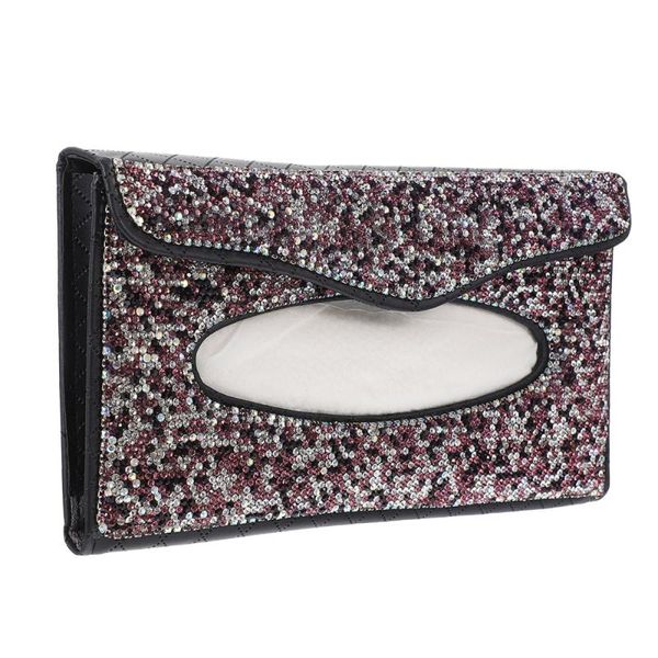 

car organizer pu leather napkin holder bling handbag shape tissue case for
