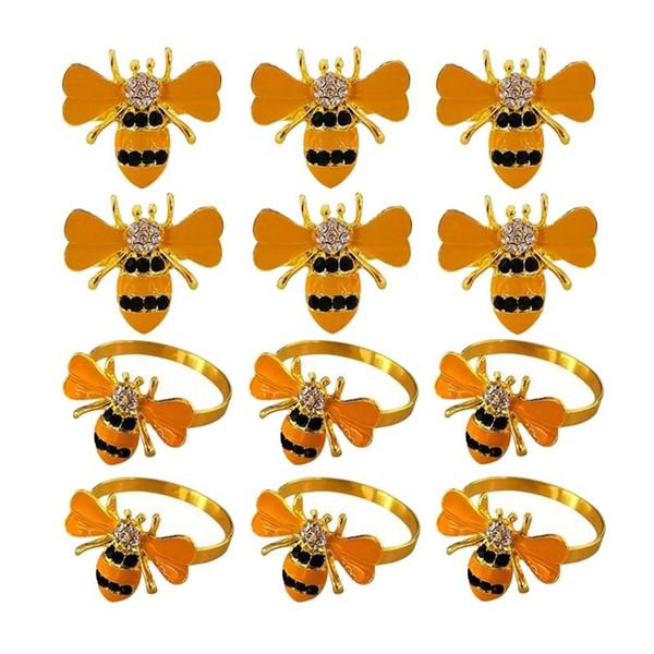 

napkin rings 12pcs beautiful bee-shaped ring, ring with oil drops and diamonds,table decoration