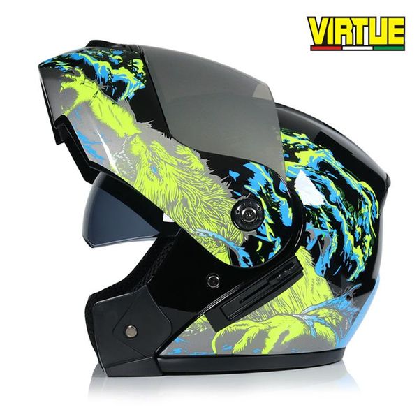 Mais recente capacete de motocicleta de segurança modular flip DOT aprovado para capacetes faciais completos abdominais 290V