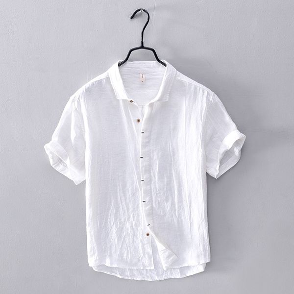 

795 men's linen casual shirt, White;black