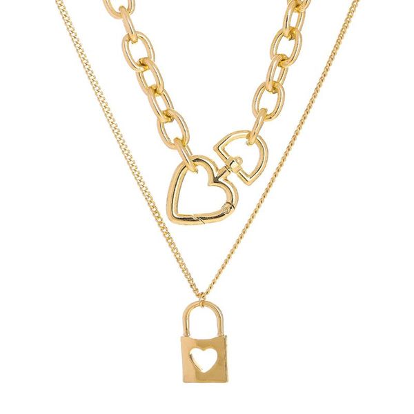 

chokers women necklace shiny rectangular lock pendant gold color chain gift for girls jewelry, Golden;silver