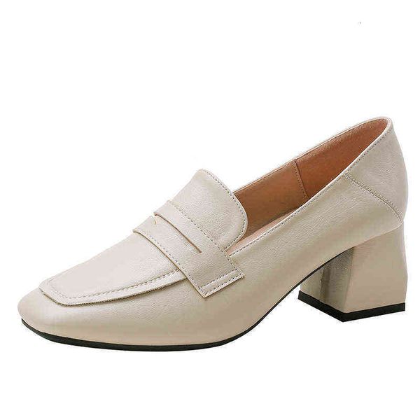 

2021 mary jane high heels women's soft leather sho square toe grandma's thick