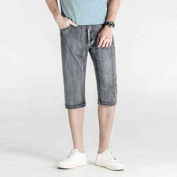 

men's jeans seven point denim shorts summer 2021 korean slim fit breathable and comfortable trend men's pants, Blue