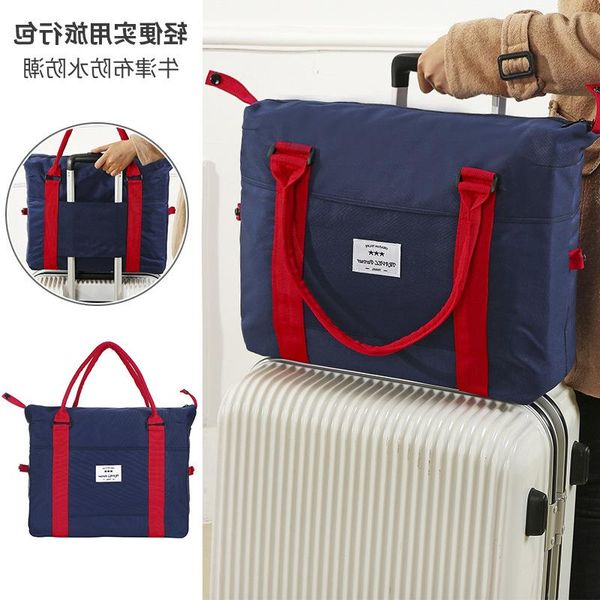 

portable double-layer thickened waterproof travel bag large-capacity female handbag clothing storage naiya han luggage miphr