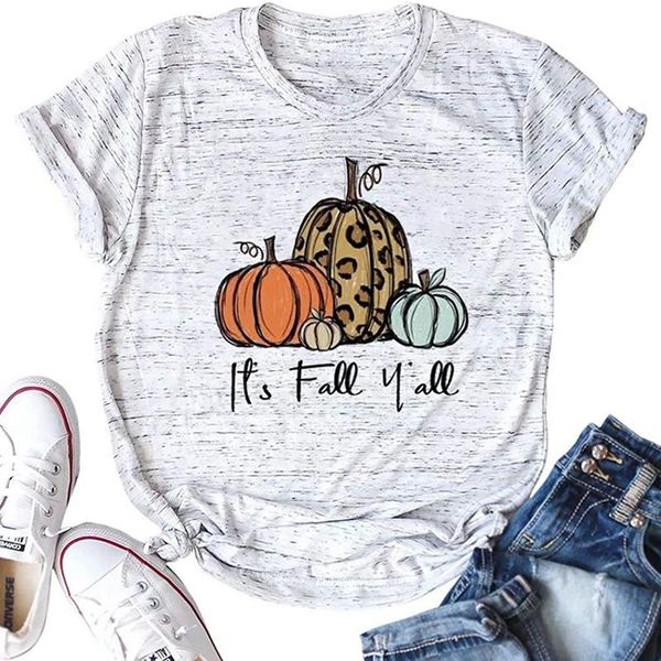 

womens t-shirt kf-women's halloween print tee o-neck short-sleeved pumpkin, White