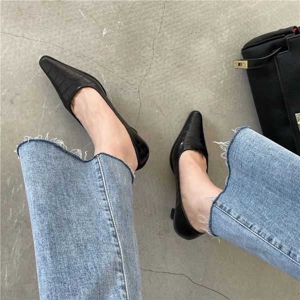 

faashion women pumps pointed toe slip on shallow spring autumn female shoes office pumps high heels work shoes woman size 39 210513, Black
