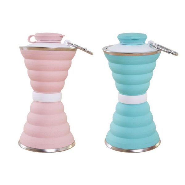 

water bottle portable silicone collapsible travel cup outdoor sports with cover