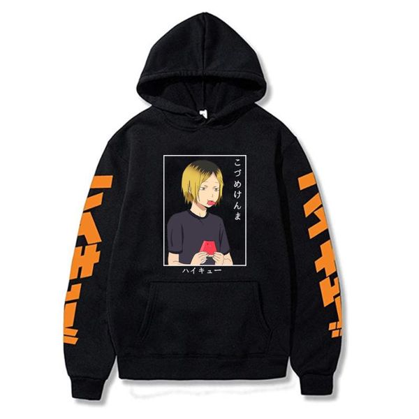 

men's hoodies & sweatshirts 2021 japanese anime haikyuu kenma kozume men kawaii sweatshirt cartoon oversized, Black