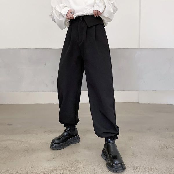 

men's pants spring personality is simple and loose casual classic dark large, Black