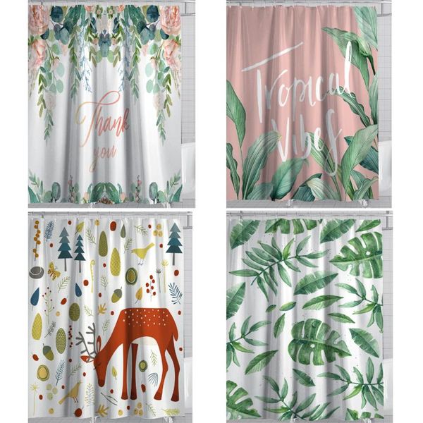 

shower curtains leaves flower home decoration printed bathroom curtain for