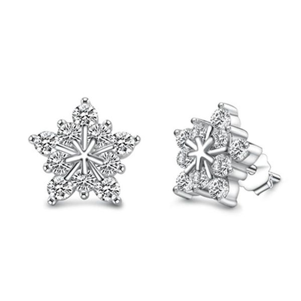 

other wholesale jewelry earrings stud sterling silver with box zircon for women star, Golden;silver