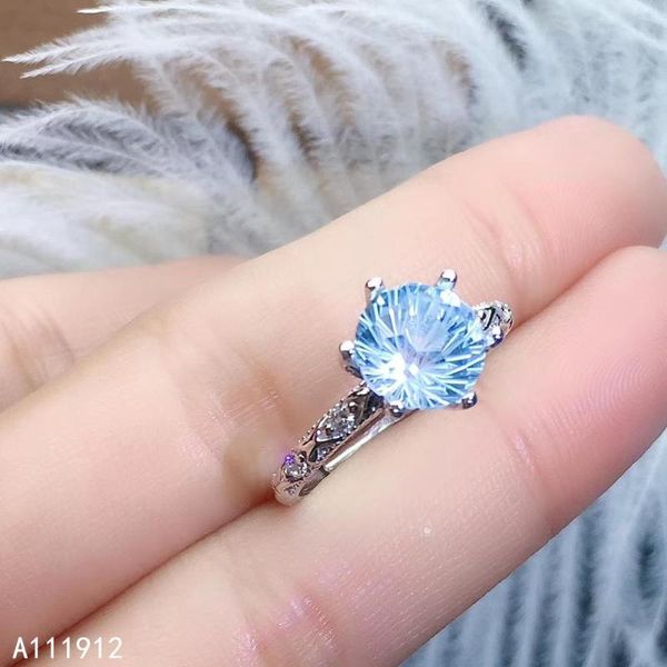 

cluster rings kjjeaxcmy fine jewelry natural blue z 925 sterling silver women gemstone ring support test beautiful, Golden;silver