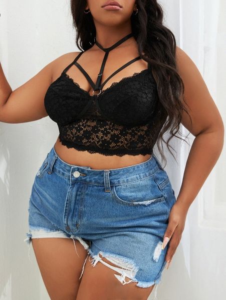 

plus floral lace underwire bra t5bu#, Black;white