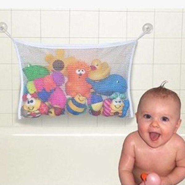 

storage bags household dirty laundry mesh basket kids baby bath tub toy net folding hanging bag organiser for bathroom
