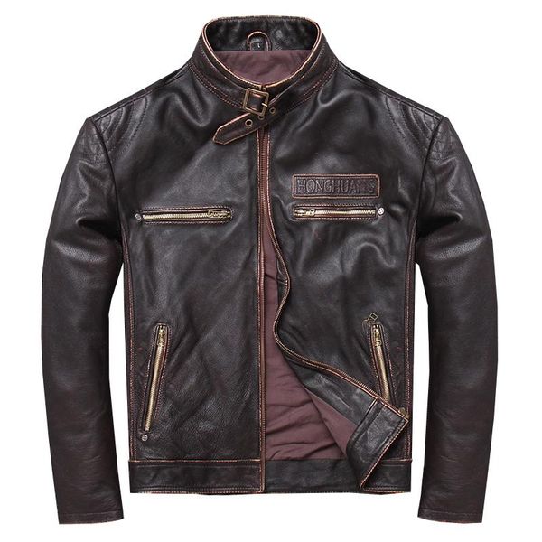 

men's leather & faux 100% genuine jacket men winter autumn clothes 2021 korean streetwear real cow coat man chaqueta cuero hombre 508, Black