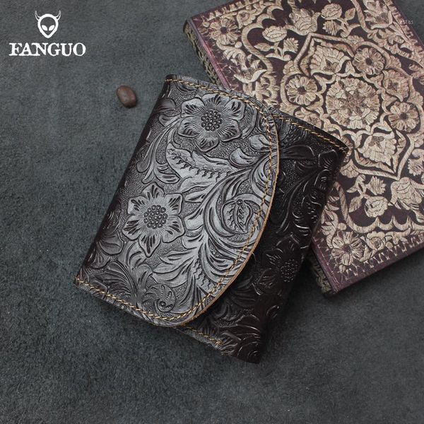 

genuine leather handmade wallet men retro fashion card holder coin pocket male short purse passport cover wallets1, Red;black