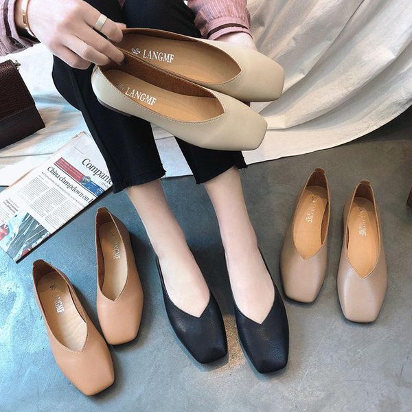 

dress shoes sole female spring 2021 korean fashion square head bottom grandma, Black