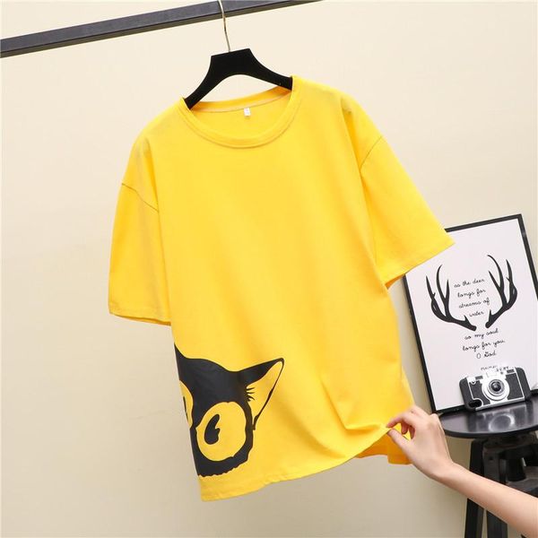 

summer women t-shirt fashion preppy style kitten female tee casual o-neck ladies short sleeve women's, White