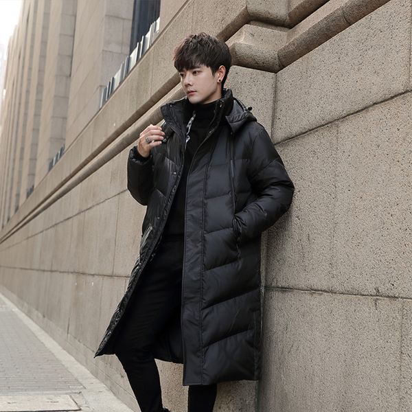 

men's duck feather et, detachable long coat, casual, large size, neutral, Black