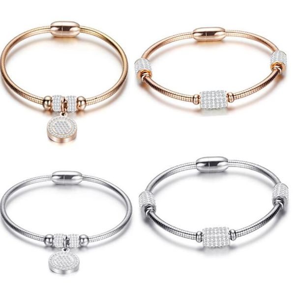 

link, chain stainless steel minimalism bead snake link cz stone women bracelet bangle jewelry gift for him, Black