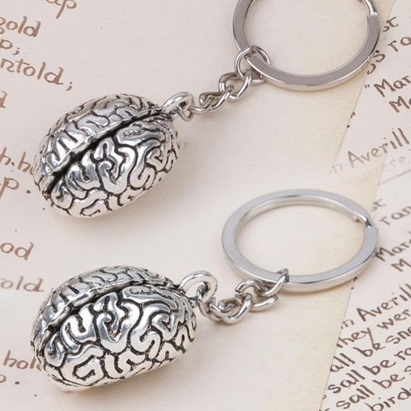 

keychains 3d charm humans brain keychain human organs body parts zombie halloween key chains rings jewelry gifts accessories, Silver
