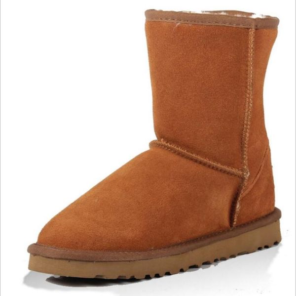 

classic genuine cowhide leather snow boots 100% wool women warm winter shoes for large size 34-45, Black