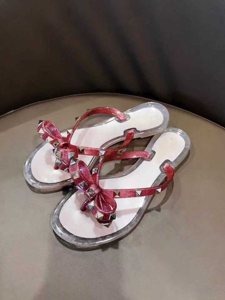 

fashion designer women slippers pointed toe rock studs flops roman ladies rivets bow decoration casual-cool summer rainy day beach sandals z, Black