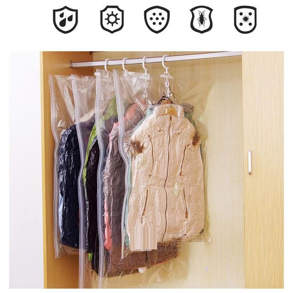 

side pull suspension vacuum compression bag space saving double direction hang buckle cabinet storage home clothes organizer bags