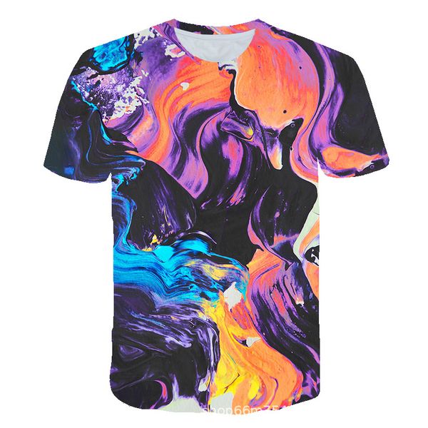 

colorful pattern men 3d print t-shirt graphic optical illusion short sleeve party streetwear punk & gothic round neck summer, White;black