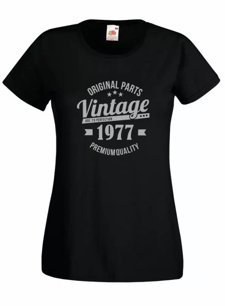 

t-shirt shirt women j2170 vintage 1977 age er perfection gift compleann, White;black