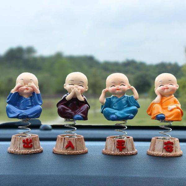 

interior decorations car ornaments 4pcs/set resin bobble heads doll figure decoration tomy monks maitreya buddha gift desk auto pendant char