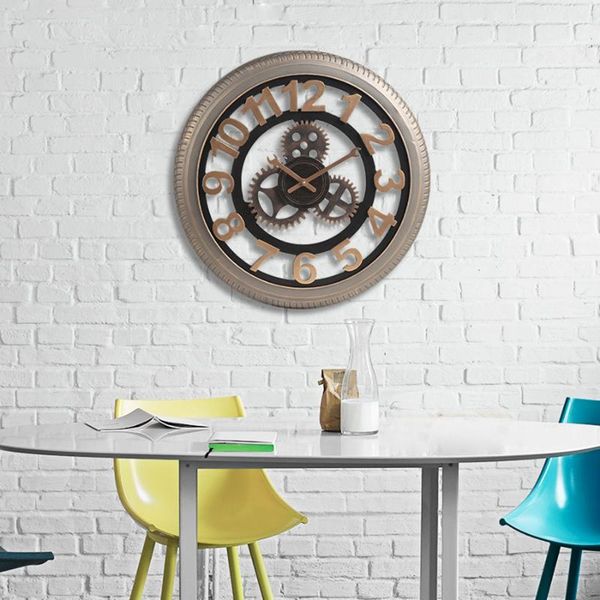 

wall clocks industrial clock retro metal gear mechanical shabby chic vintage style oclock wandklok home decor50ko576