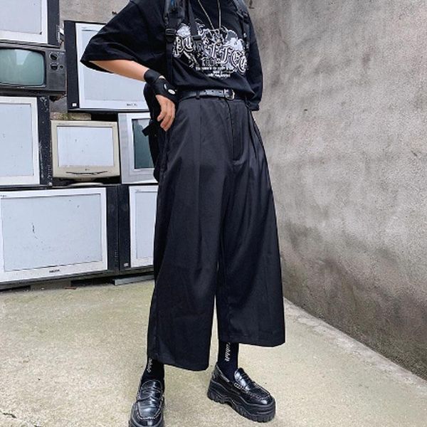 

men's pants wide-leg spring and autumn style europe, britain japan retro casual large size nine, Black