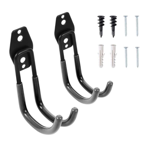 

hooks & rails 2pcs wall-mounted warehouse home storage wall hangers (black)