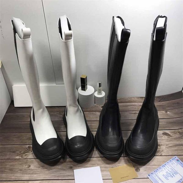 

boots 2021 autumn and winter custom thick soled british style knee length knight elastic thin children, Black