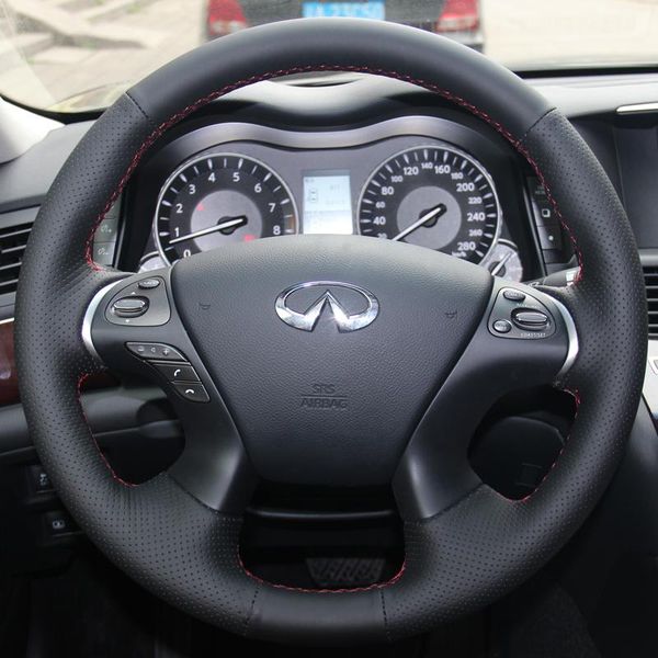 

steering wheel covers diy hand-stitched suede leather car cover for infiniti g37 q70 qx50 m25 jx35 ex37 interior auto accessories