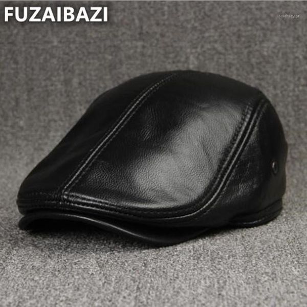 

style fashion genuine leather berets men's women's spring, autumn winter outdoor casual trend hat, Blue;gray