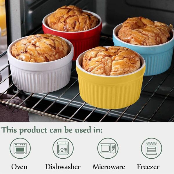 

oven safe souffle ramekins for creme brulee lava cake baking set of 6 colorful bowls
