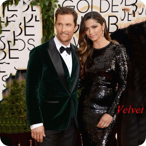 

men's suits & blazers green velvet wedding suit smoking jacket men black peaked lapel groom tuxedos tailored ceremony man with pan, White;black