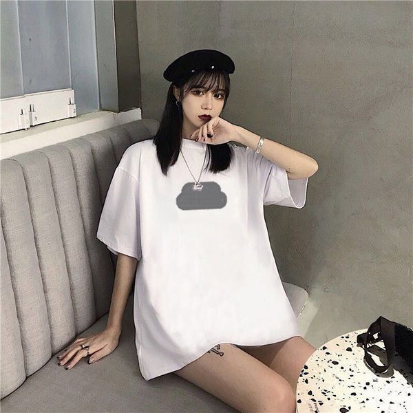 

women crew neck t shirt trendy summer men casual tees man relaxed streetwear hip-hop fashion cool beachwear loosed black letter print, White