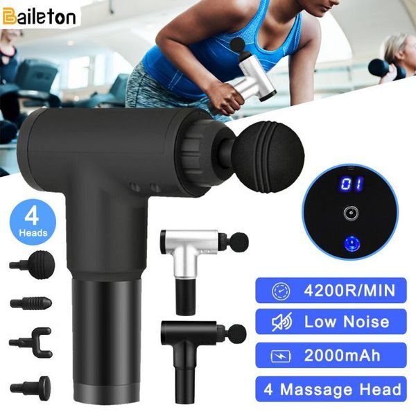 

heads fascia gun 4200rpm lcd display massage deep muscle relaxation vibration massager 6 speed percussion