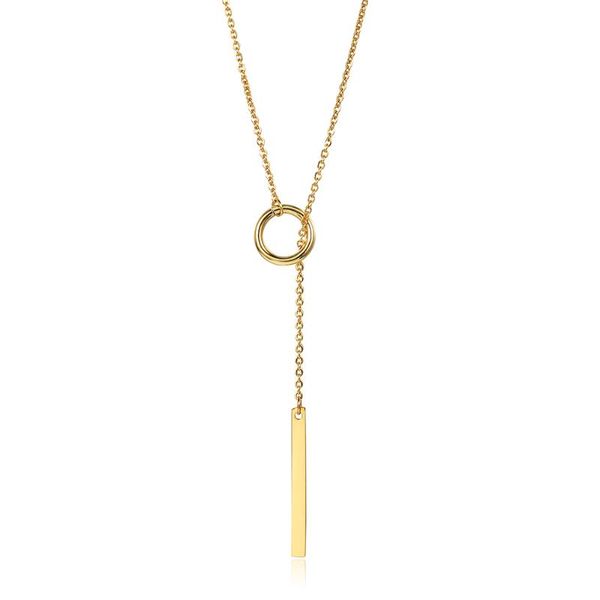 

pendant necklaces 2021 stick bar chocker necklace for women girls gold color stainless steel rolo link chain fashion jewelry gift dn265, Silver