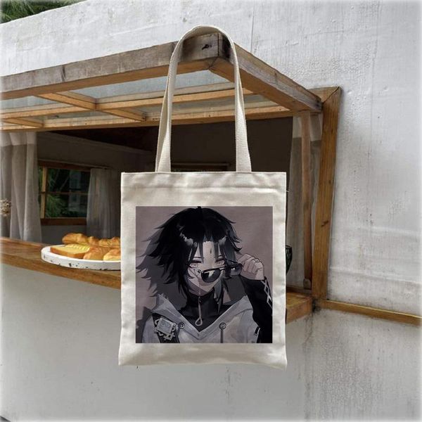 

evening bags genshin impact xiao gothic punk canvas shopper bag women's fashion shoulder japanese harajuku large capacity vintage handb