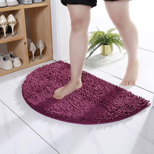 

bath mats chenille semicircular floor pad bathroom anti-skid door absorbent carpet mat bedroom living room 40x60cm
