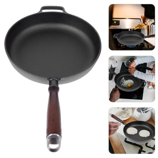 

pans 1pc practical kitchen frying-pan durable non-stick frying pan cost iron cookware (black)