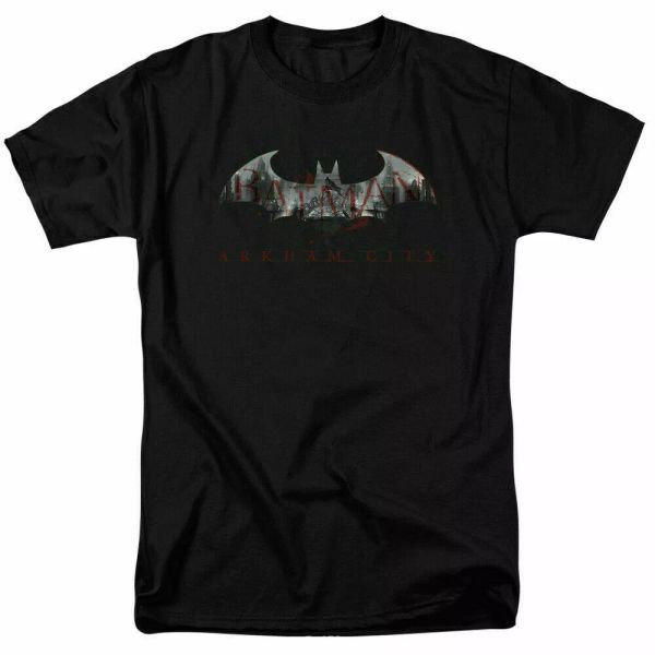 

batman bat arkhamcity t shirt licensed comic book tee black, White;black