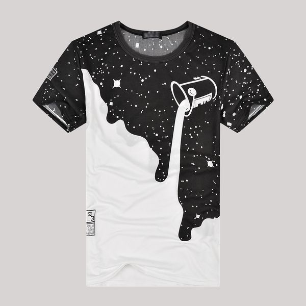 

mens clothing tshirts short sleeve the sky star cartoon cotton rounnd collar casual slim fit tee, White;black