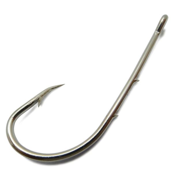 

500pcs fishing sharp silver jig hooks 92247 with eye barbed hook river ocean lake